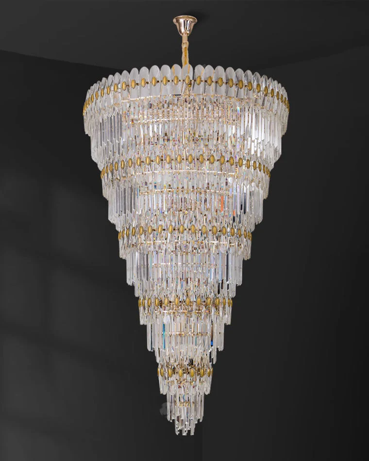 Merlin Tiered Tapered Gold Crystal Chandelier - Image 10