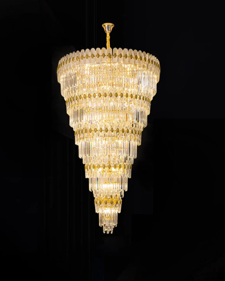 Merlin Tiered Tapered Gold Crystal Chandelier - Image 12
