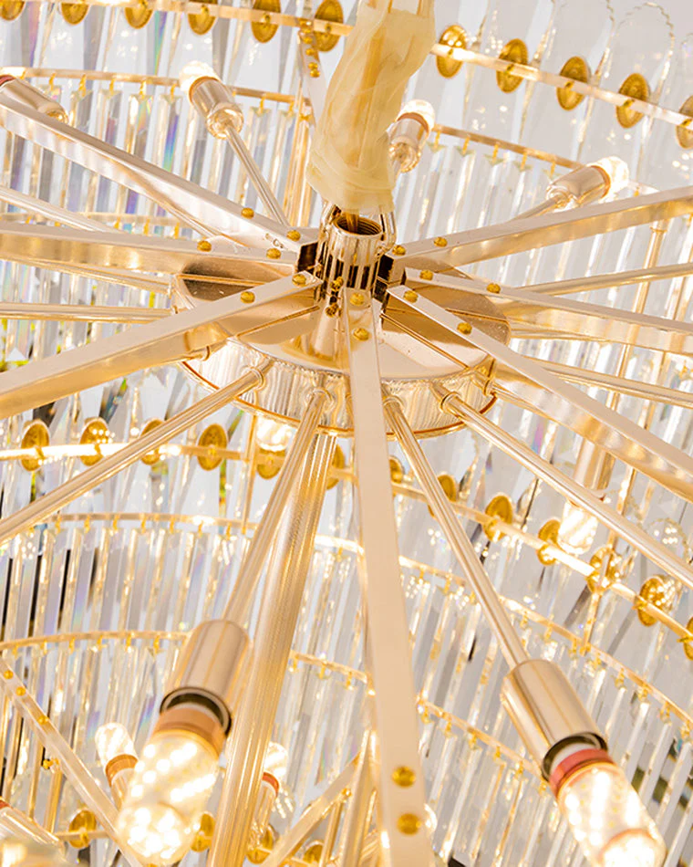 Merlin Tiered Tapered Gold Crystal Chandelier - Image 15