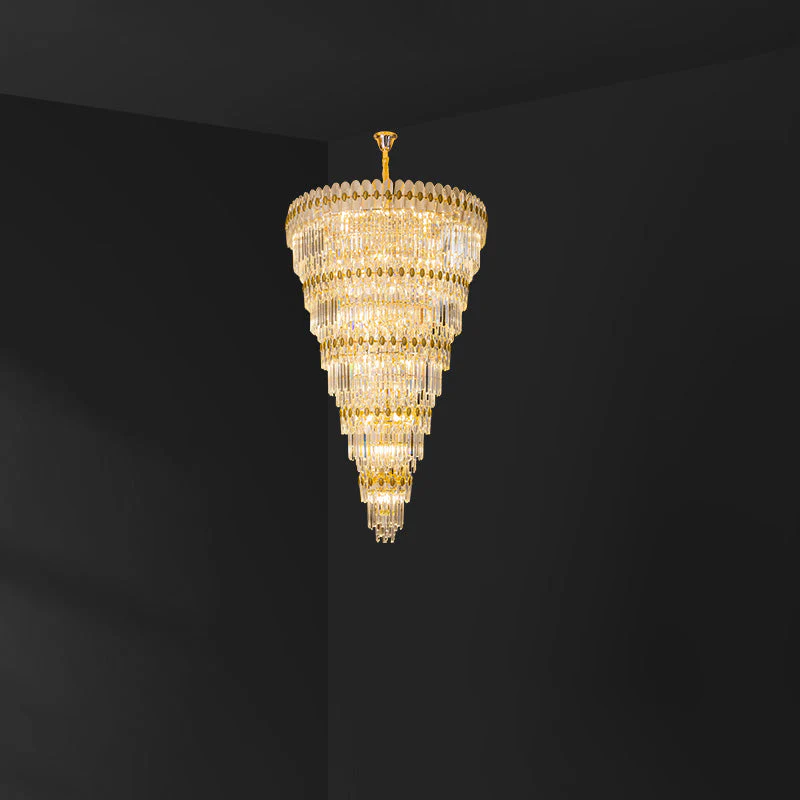 Merlin Tiered Tapered Gold Crystal Chandelier - Image 16