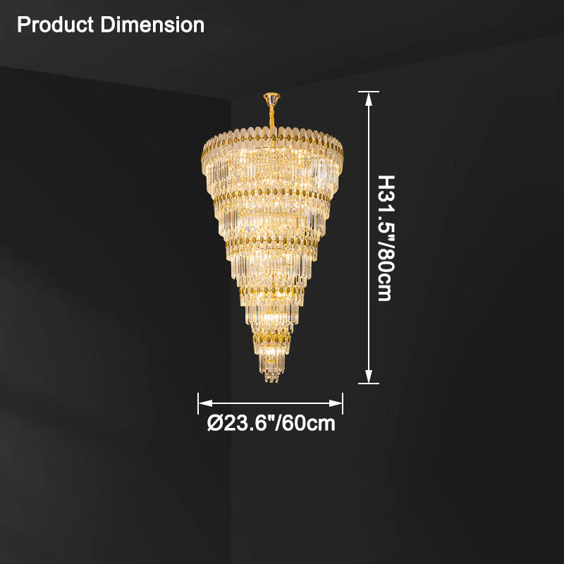 Merlin Tiered Tapered Gold Crystal Chandelier - Image 17