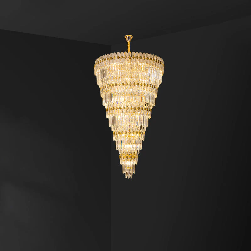 Merlin Tiered Tapered Gold Crystal Chandelier - Image 18