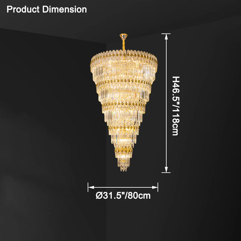 Merlin Tiered Tapered Gold Crystal Chandelier - Image 19