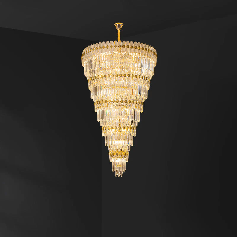 Merlin Tiered Tapered Gold Crystal Chandelier - Image 22