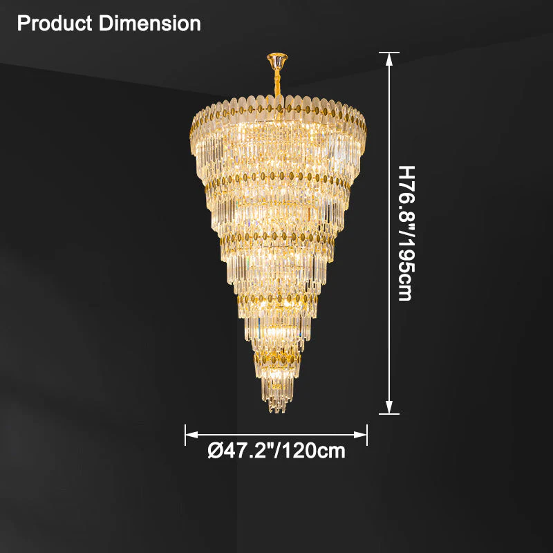 Merlin Tiered Tapered Gold Crystal Chandelier - Image 23