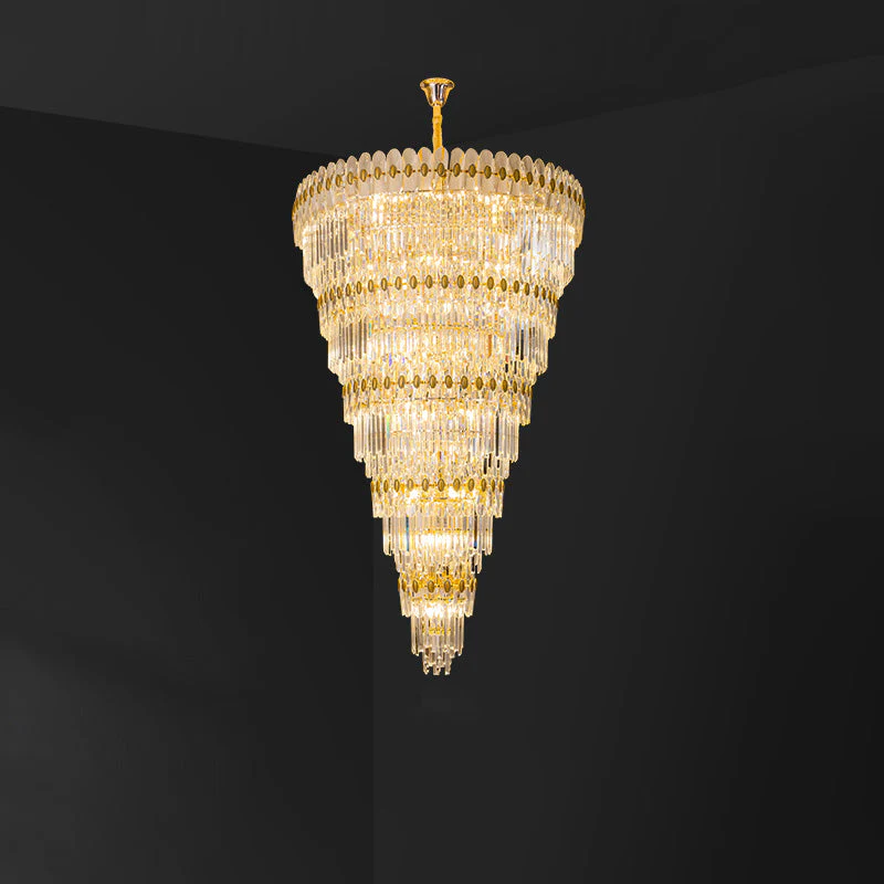 Merlin Tiered Tapered Gold Crystal Chandelier - Image 24