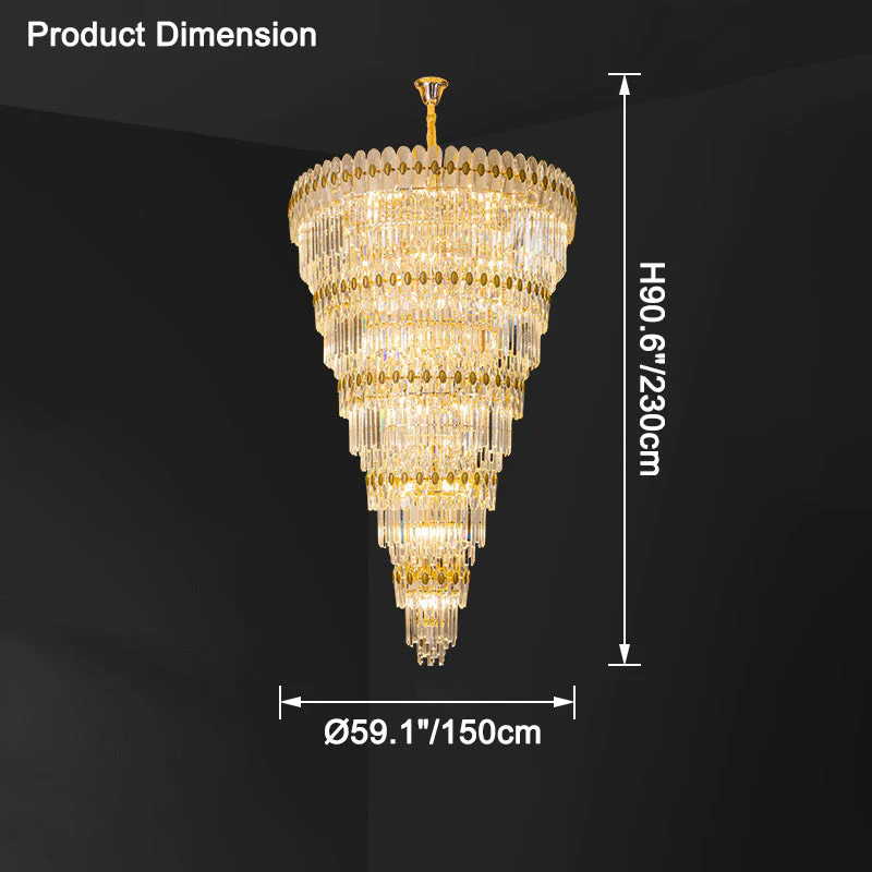 Merlin Tiered Tapered Gold Crystal Chandelier - Image 25