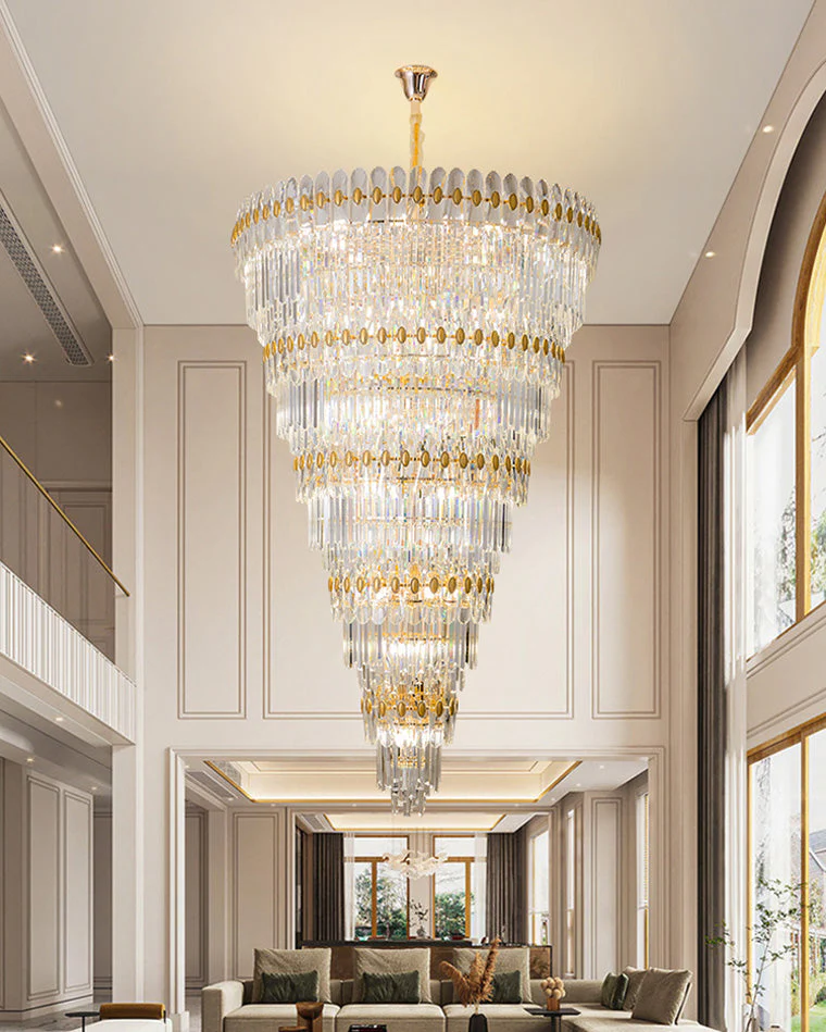 Merlin Tiered Tapered Gold Crystal Chandelier - Image 4