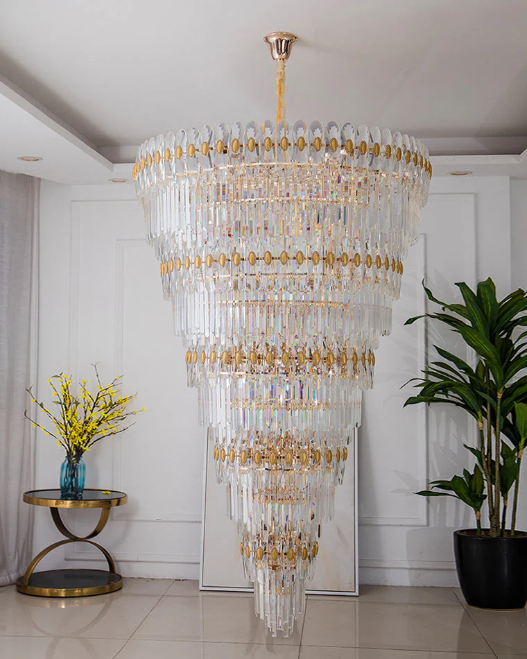 Merlin Tiered Tapered Gold Crystal Chandelier - Image 5