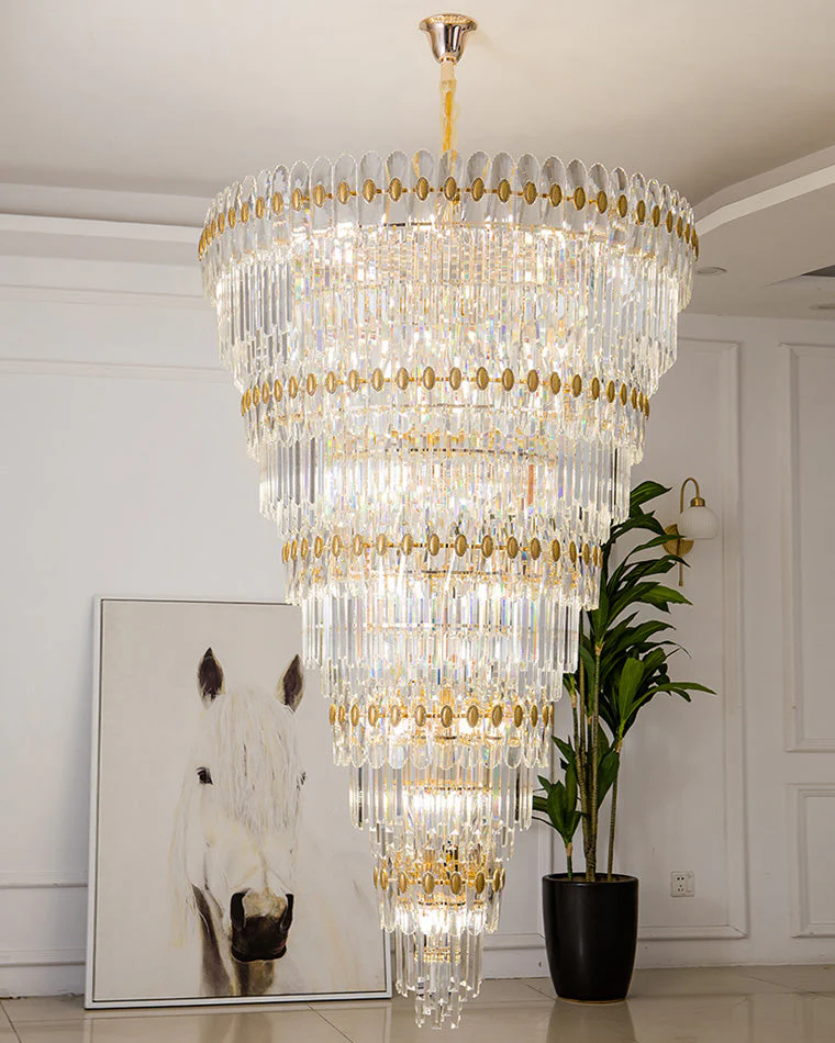 Merlin Tiered Tapered Gold Crystal Chandelier - Image 6