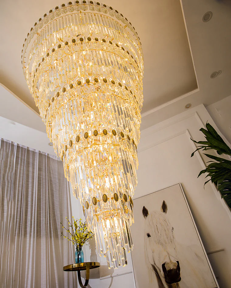 Merlin Tiered Tapered Gold Crystal Chandelier - Image 7