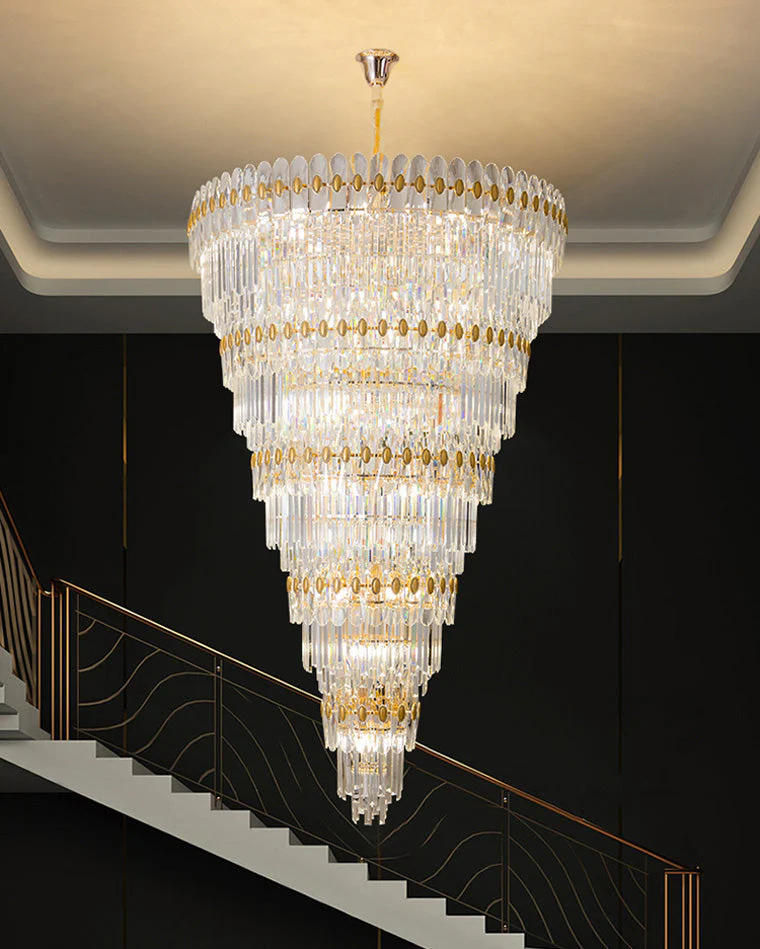Merlin Tiered Tapered Gold Crystal Chandelier - Image 8