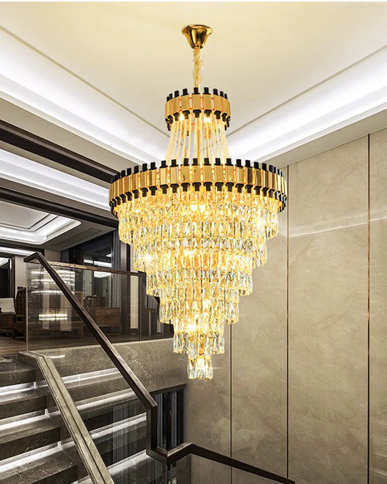 Merlin Tiered Gold Crystal Chandelier - Image 12