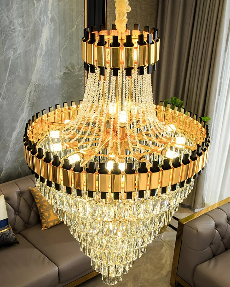 Merlin Tiered Gold Crystal Chandelier - Image 14