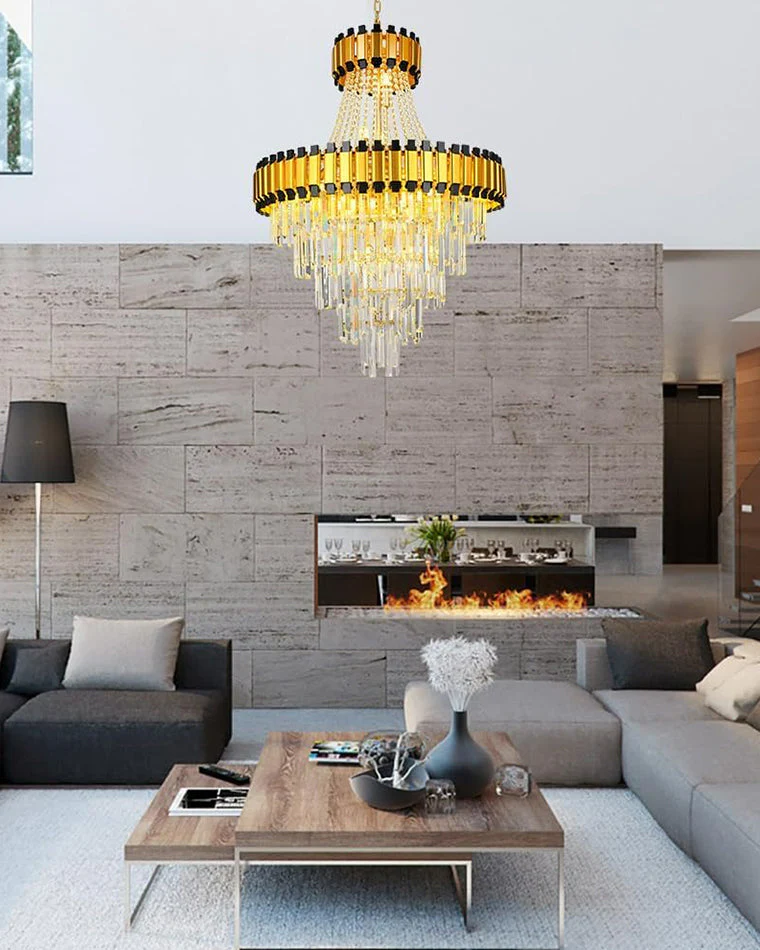Merlin Tiered Gold Crystal Chandelier - Image 17