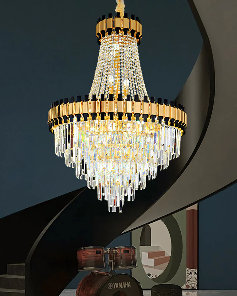 Merlin Tiered Gold Crystal Chandelier - Image 3