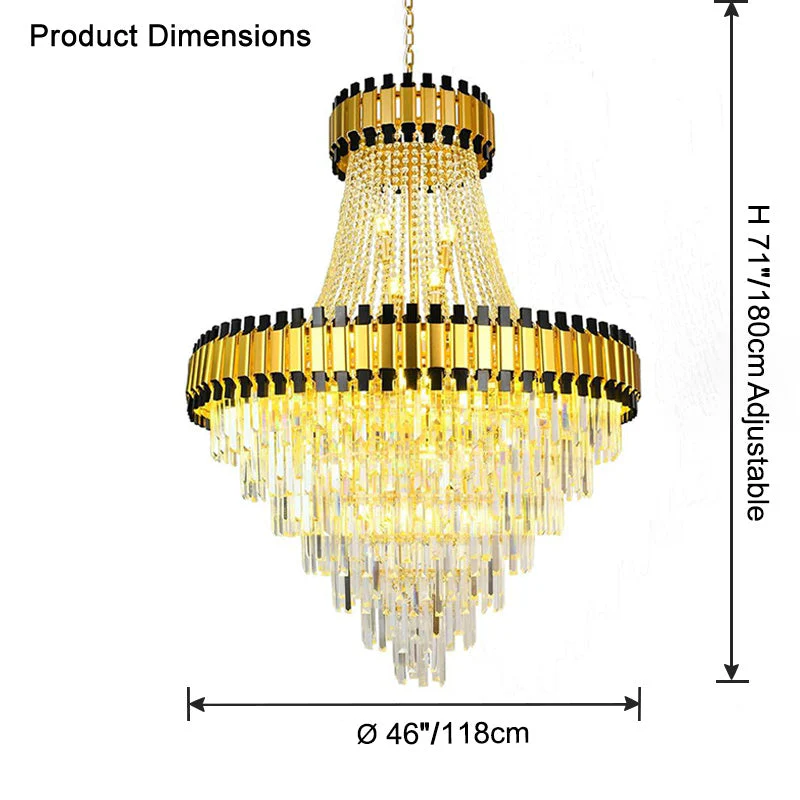 Merlin Tiered Gold Crystal Chandelier - Image 32