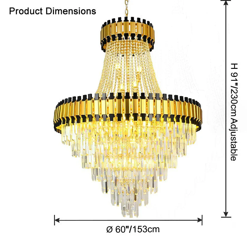 Merlin Tiered Gold Crystal Chandelier - Image 34