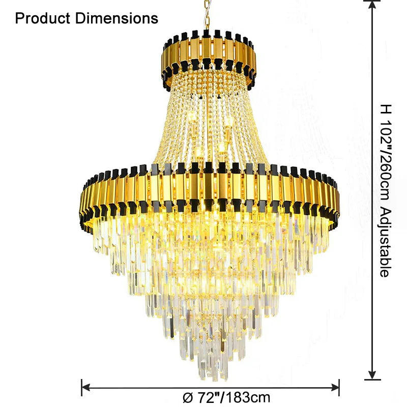 Merlin Tiered Gold Crystal Chandelier - Image 36