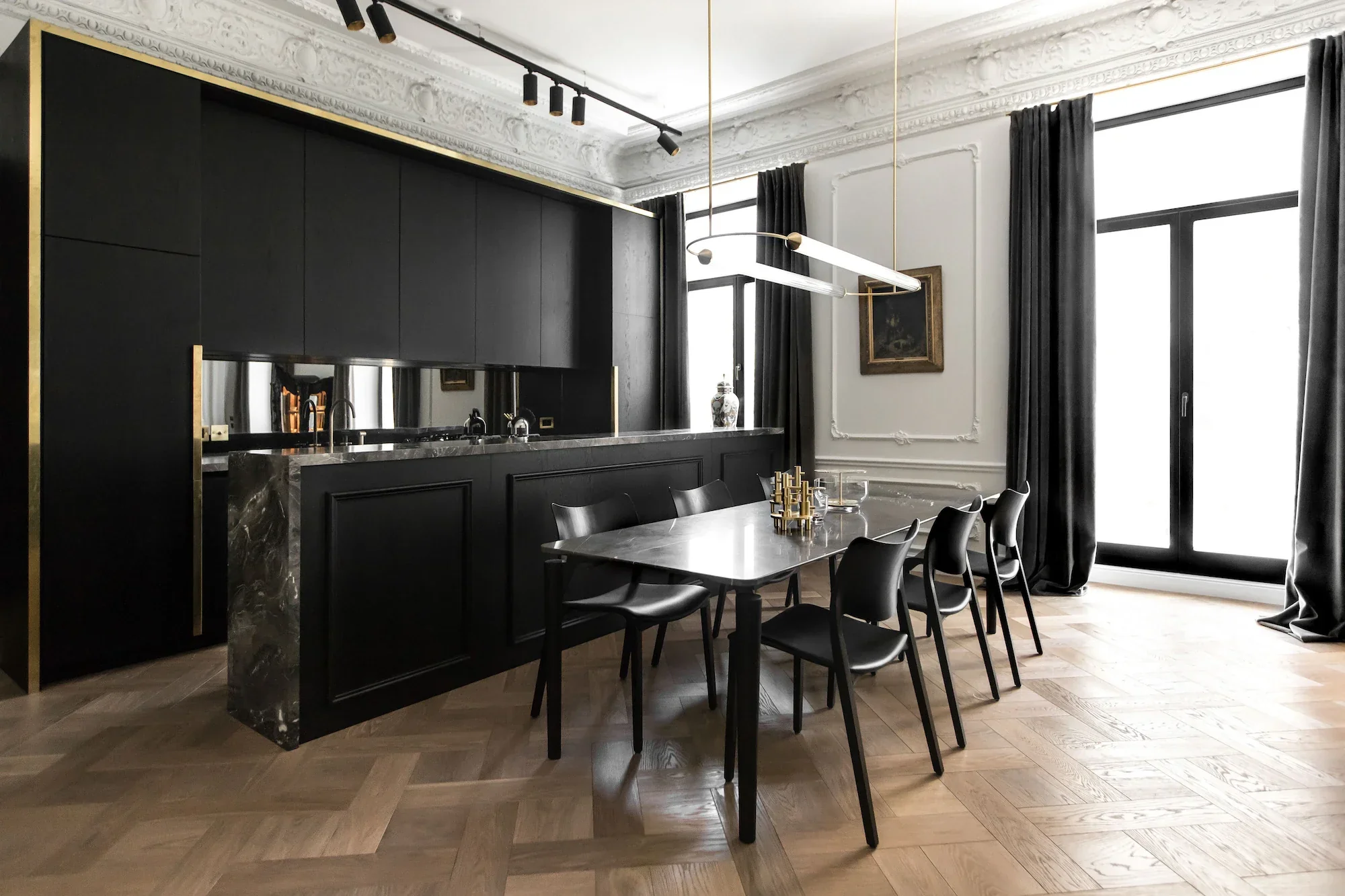 Minimalism Brass Ellipse Horizontal LED Chandelier for Kitchen Island/Dining Room - Image 13