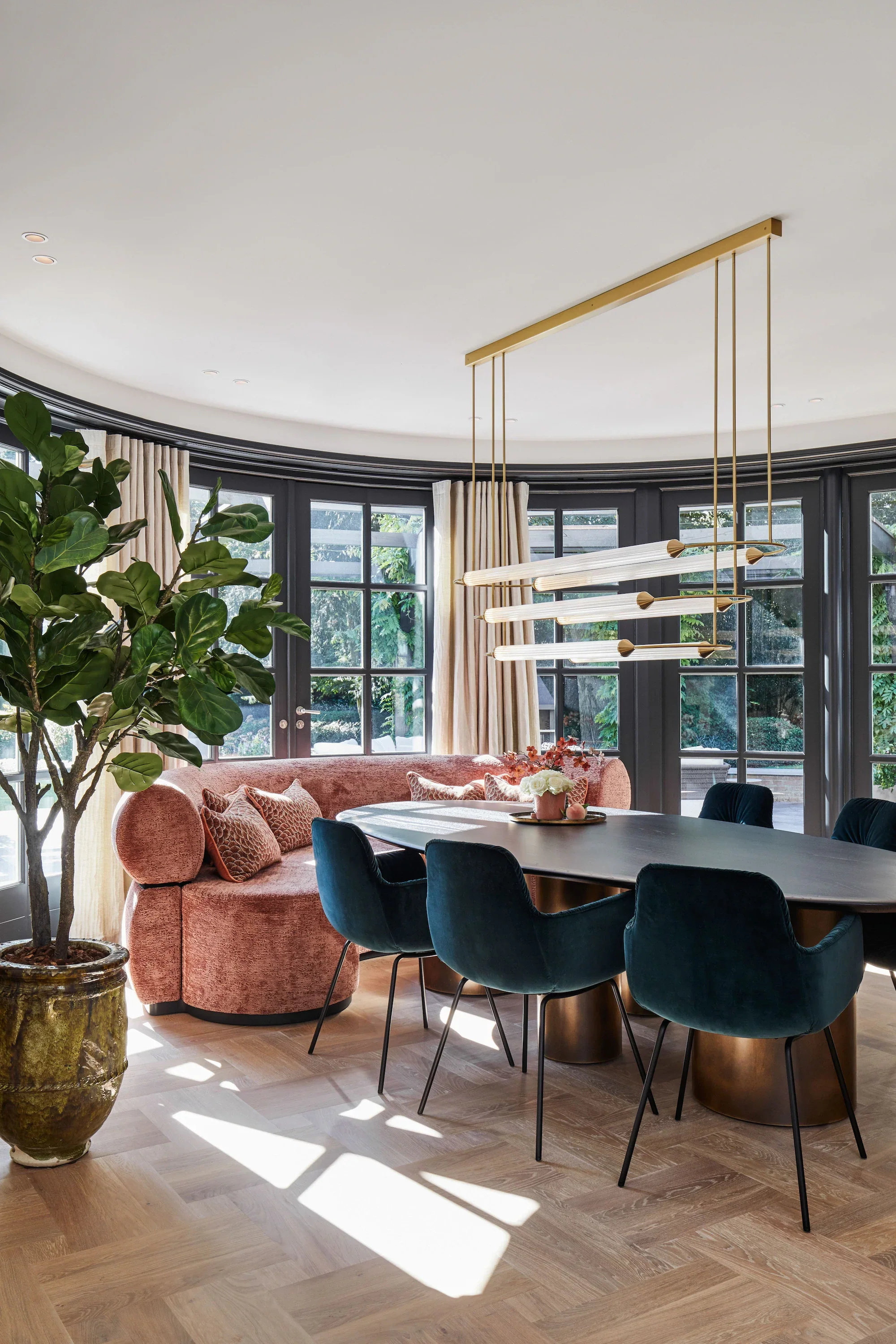 Minimalism Brass Ellipse Horizontal LED Chandelier for Kitchen Island/Dining Room - Image 7