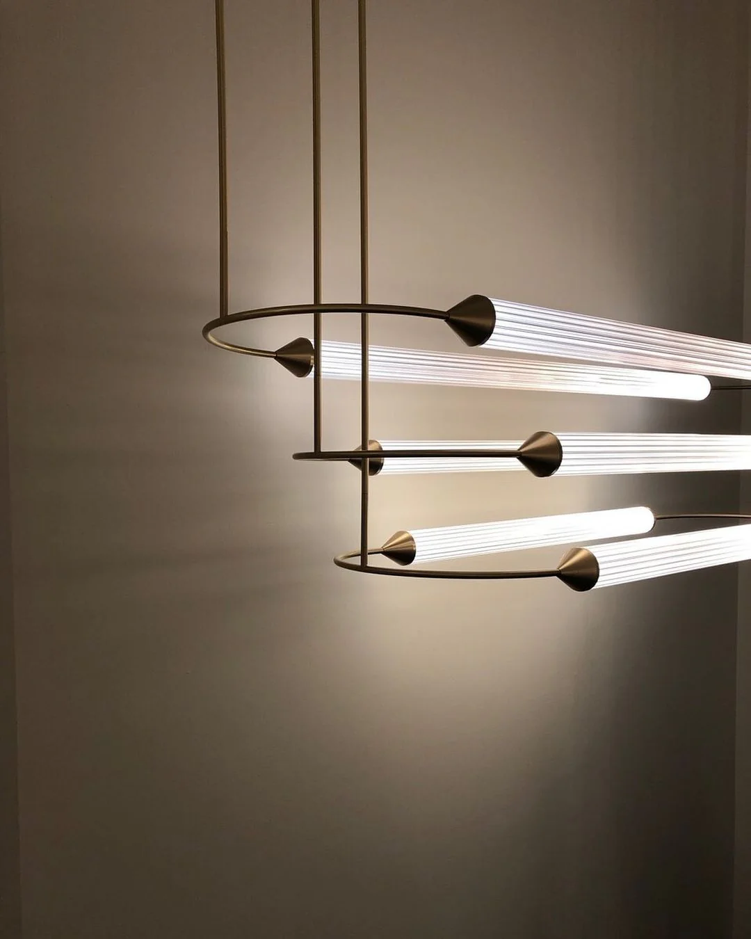 Minimalism Brass Ellipse Horizontal LED Chandelier for Kitchen Island/Dining Room - Image 9
