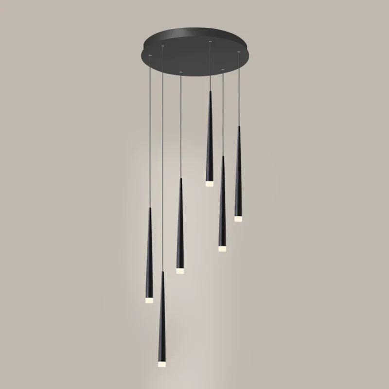 Minimalism Black Metal Ceiling Pendant Lighting Fixture For Staircase in Gold/ Black Finish - Image 10