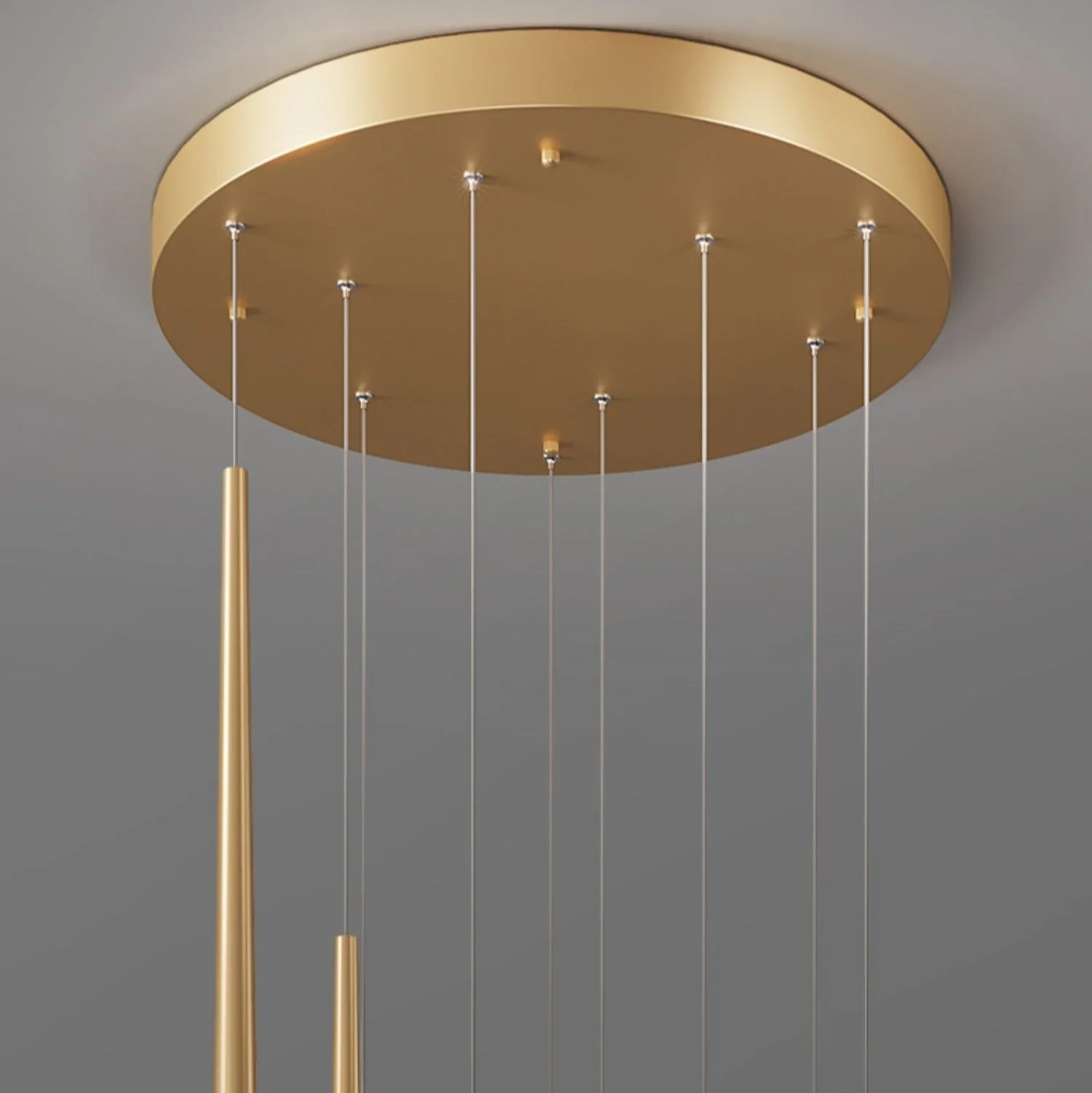 Minimalism Black Metal Ceiling Pendant Lighting Fixture For Staircase in Gold/ Black Finish - Image 14