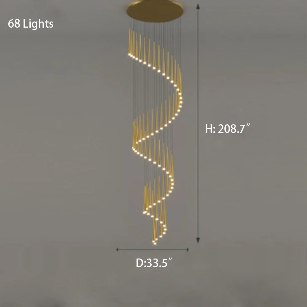 Minimalism Black Metal Ceiling Pendant Lighting Fixture For Staircase in Gold/ Black Finish - Image 28