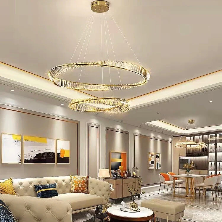 Ring Crystal Chandelier Luxury Living/ Dining Room Ceiling Lamp Bedroom Light - Image 2