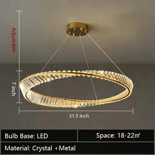 Ring Crystal Chandelier Luxury Living/ Dining Room Ceiling Lamp Bedroom Light - Image 23