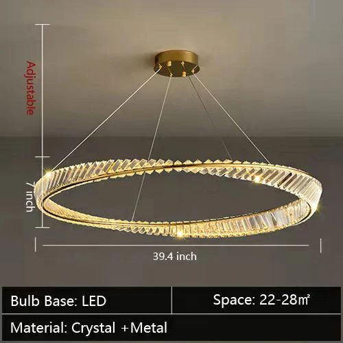 Ring Crystal Chandelier Luxury Living/ Dining Room Ceiling Lamp Bedroom Light - Image 24