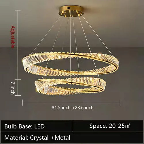 Ring Crystal Chandelier Luxury Living/ Dining Room Ceiling Lamp Bedroom Light - Image 25