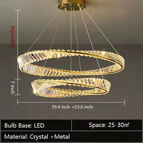 Ring Crystal Chandelier Luxury Living/ Dining Room Ceiling Lamp Bedroom Light - Image 26