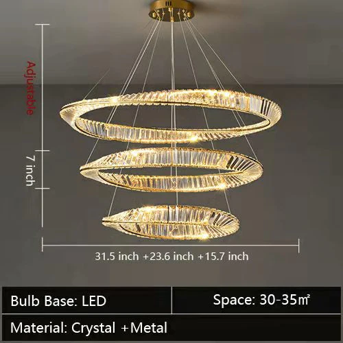 Ring Crystal Chandelier Luxury Living/ Dining Room Ceiling Lamp Bedroom Light - Image 27