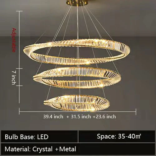 Ring Crystal Chandelier Luxury Living/ Dining Room Ceiling Lamp Bedroom Light - Image 28
