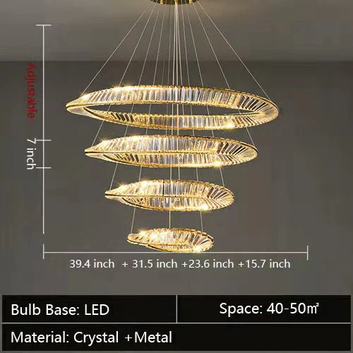 Ring Crystal Chandelier Luxury Living/ Dining Room Ceiling Lamp Bedroom Light - Image 29