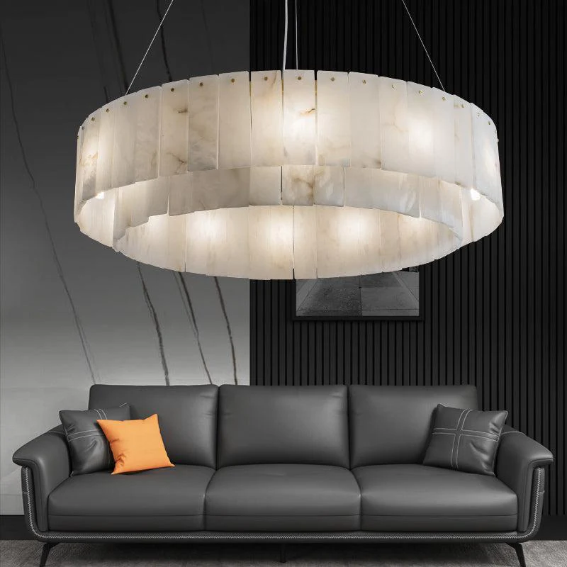 Modern Alabaster 2 tier Round Art Chandelier - Image 3