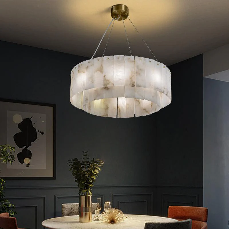 Modern Alabaster 2 tier Round Art Chandelier - Image 4