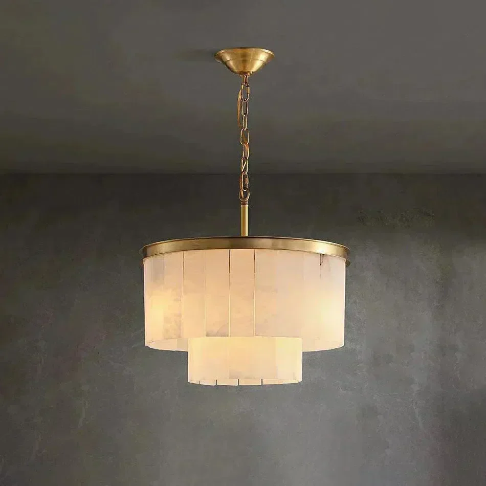 Modern Alabaster Tiered Chandelier
