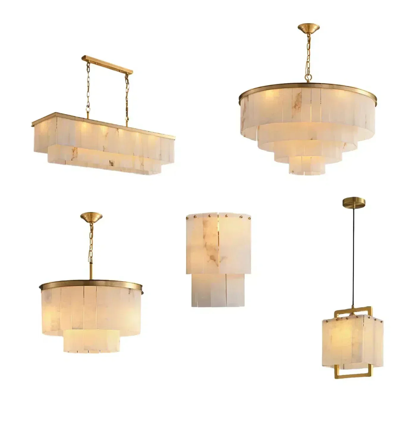 Modern Alabaster Tiered Chandelier - Image 5