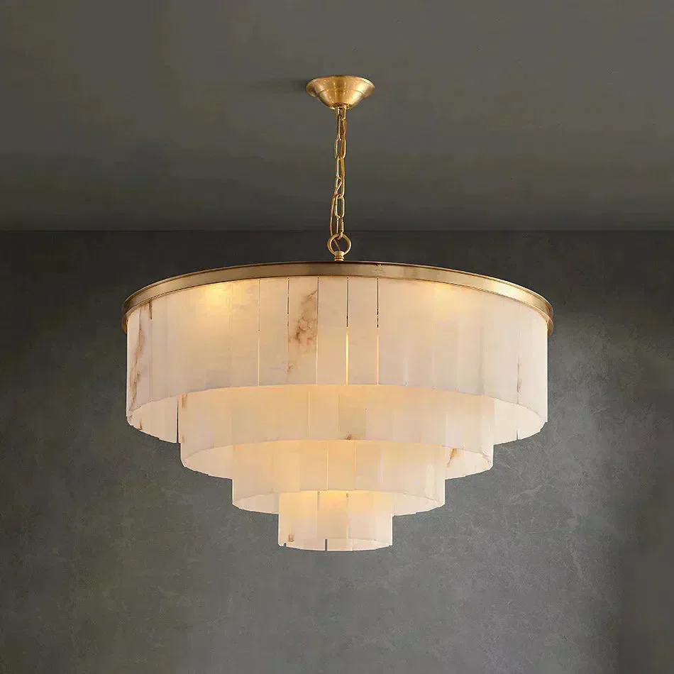 Modern Alabaster Tiered Chandelier - Image 7