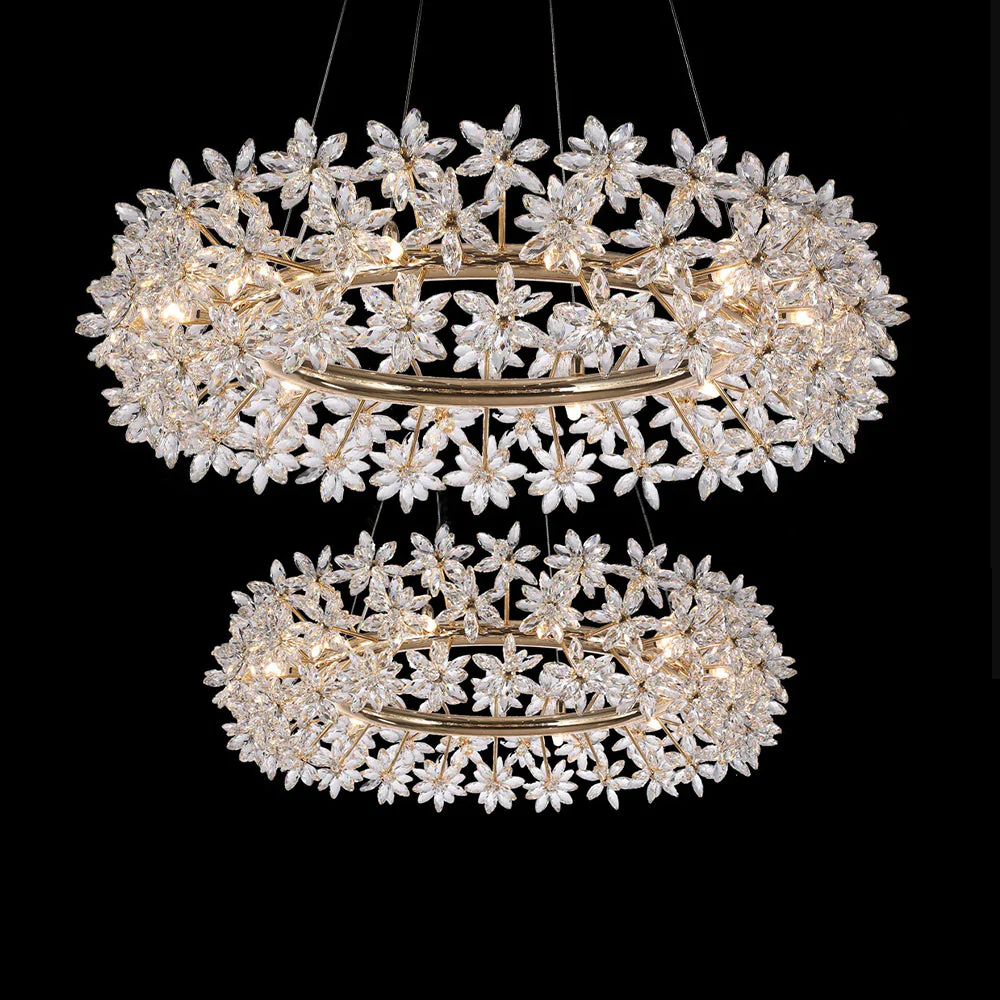 Modern Art Design Round Crystal Flower Chandelier for Bedroom/Living Room - Image 2