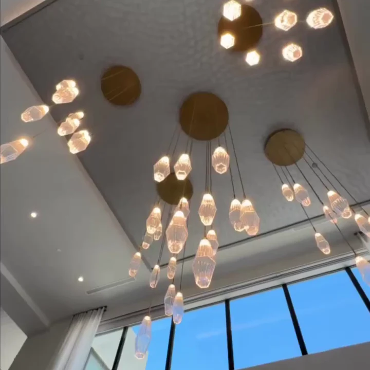 Modern Artisan Crafted Geometric Optic Glass Pendant for Staircase/Foyer/Entryway/Hallway - Image 9