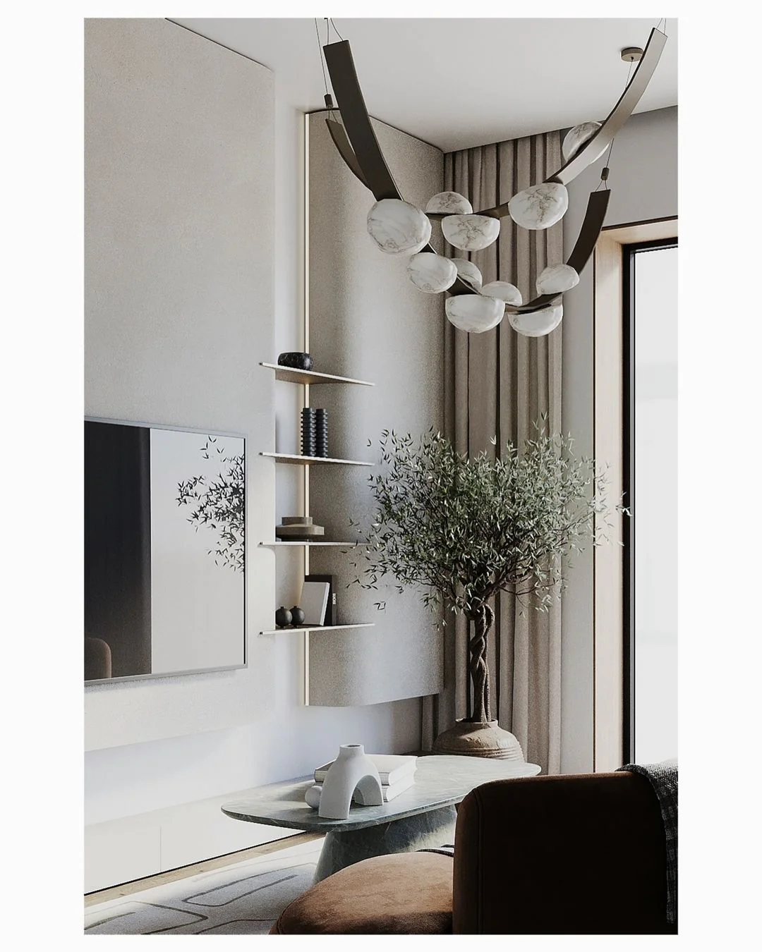 Modern Belt Alabaster Drops LED Chandelier - Image 3