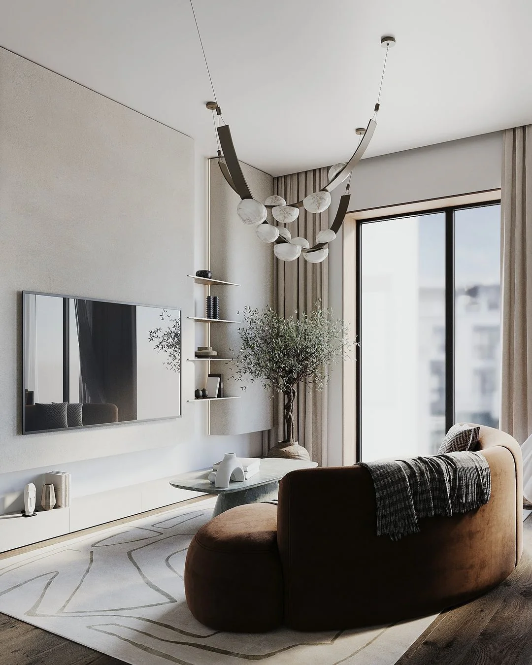 Modern Belt Alabaster Drops LED Chandelier - Image 4