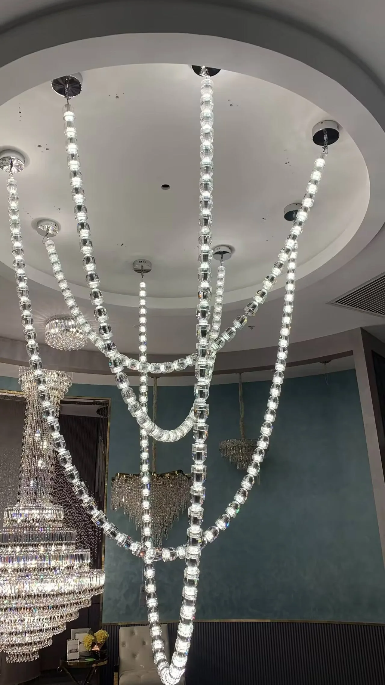 Modern Crystal Bullet  Necklace Chain Chandelier for Living Room/Staircase/Foyer/Hotel/Restaurant - Image 3