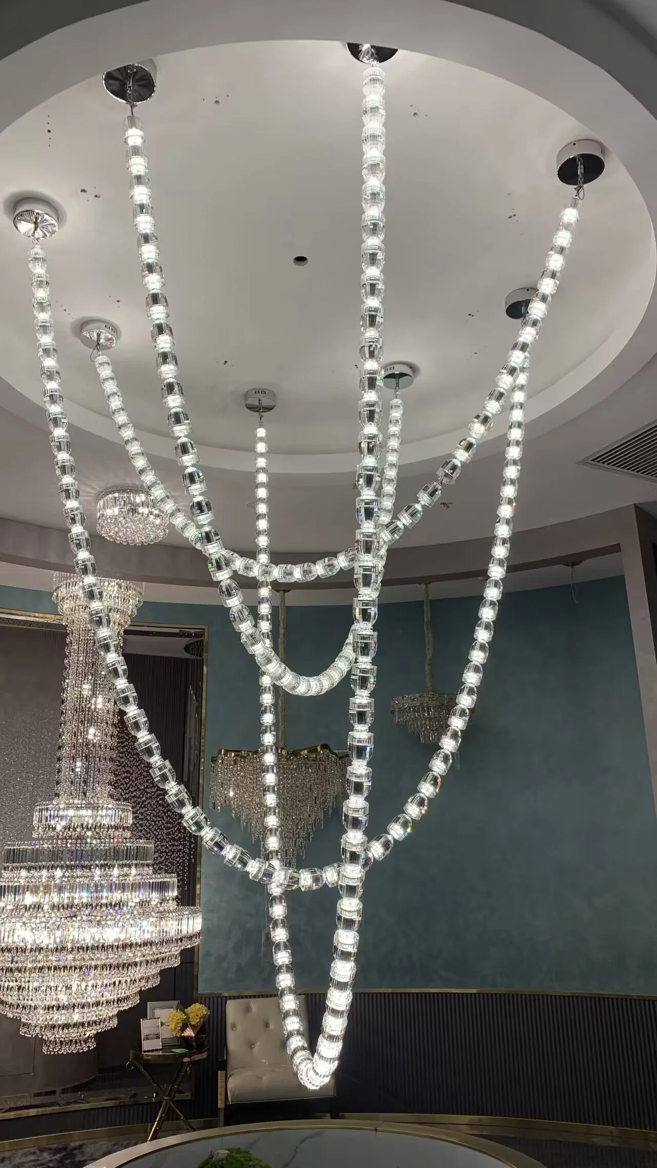 Modern Crystal Bullet  Necklace Chain Chandelier for Living Room/Staircase/Foyer/Hotel/Restaurant - Image 5