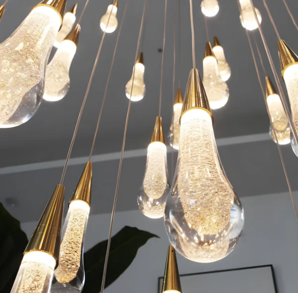 Modern Cascade Raindrop Round Spiral Crystal Chandelier for Staircase/Foyer - Image 10