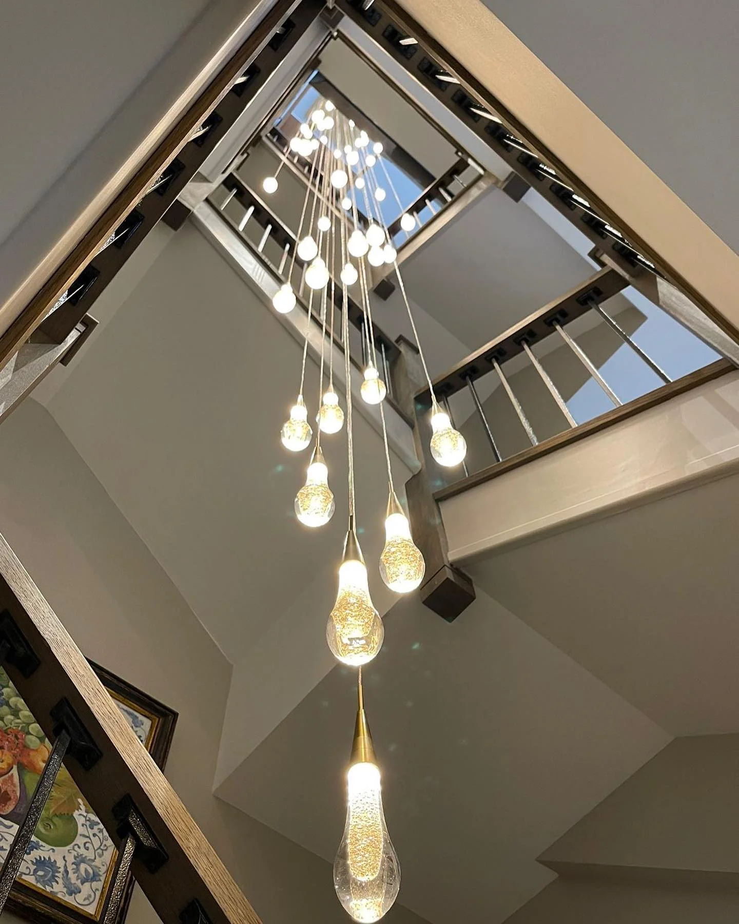 Modern Cascade Raindrop Round Spiral Crystal Chandelier for Staircase/Foyer - Image 11